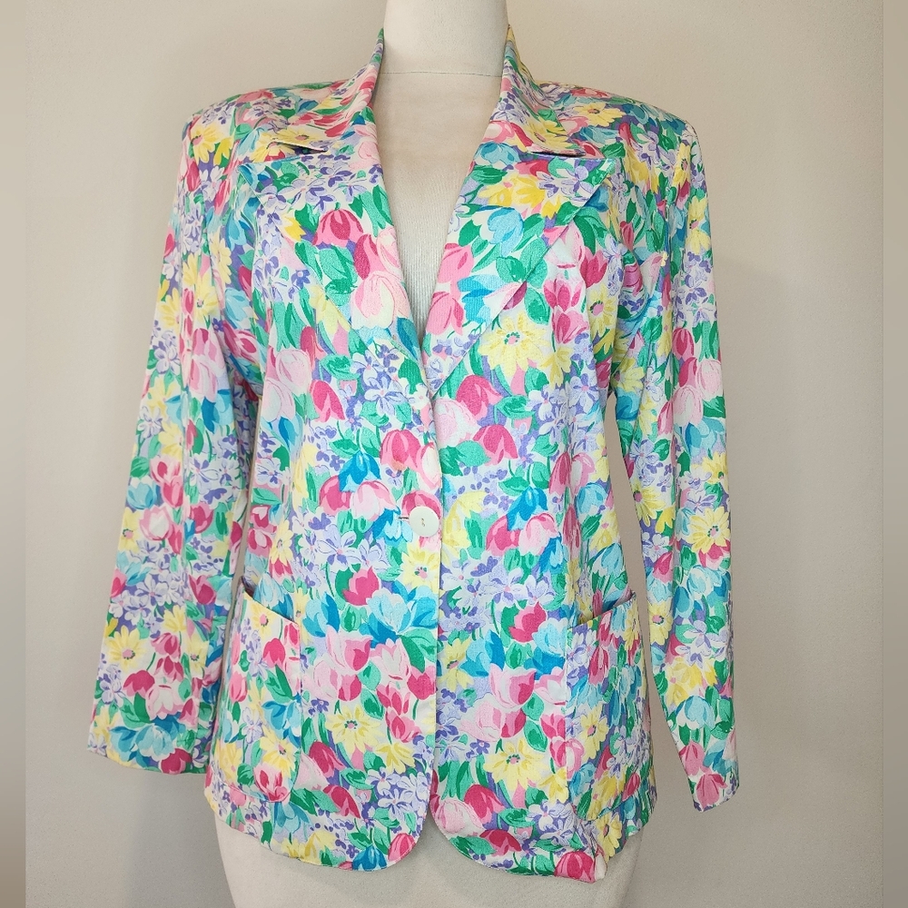Vintage Sanibel Sport Pastel Floral Blazer  Jacket